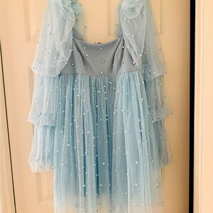 Blue Tulle Pearl Dress ASOS LUXE - NEW
